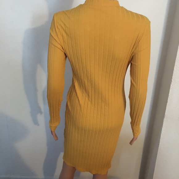 Gold Ribbed Bodycon Dress - Picture 3 of 7